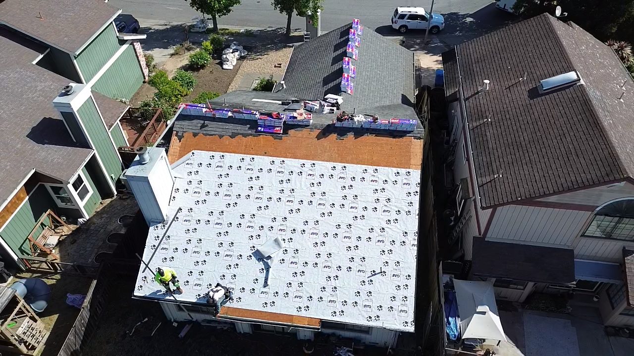 Aerial overview of the Martinez roof