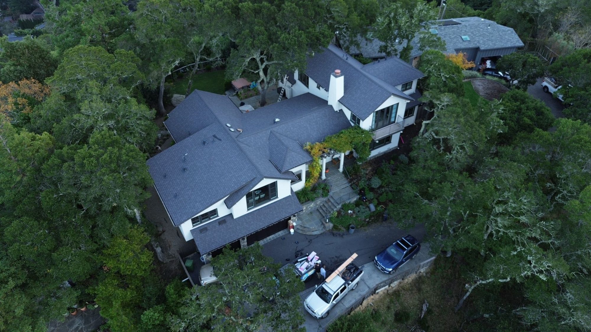 Overhead view of the Pleasant Hill roof structure
