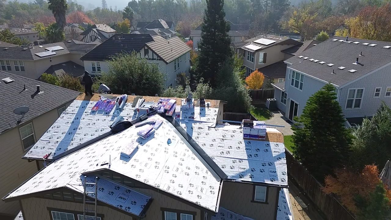 Vertical aerial view of the finished Clayton roof